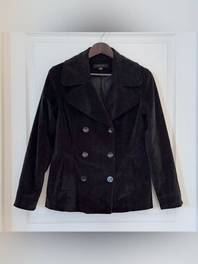 STATIC Black Double-Breasted  Peacoat